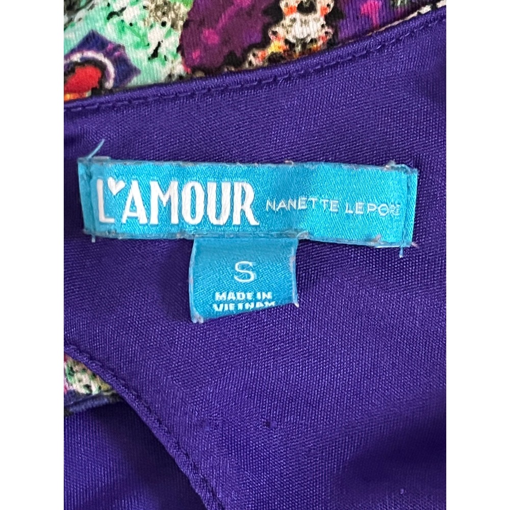 L'Amour Nanette Lepore Fit and Flare Dress Womens Small Kaleidoscopic Floral Blu - Picture 2 of 7